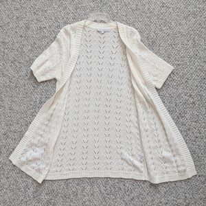 Classic Editions Women's (Large) Knit Crochet Open Cardigan/Sweater w/Cut-Outs